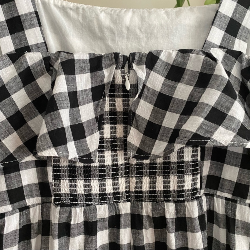 J. Crew Black White Gingham Plaid Ruffle Midi Dress 14 - Picture 10 of 16